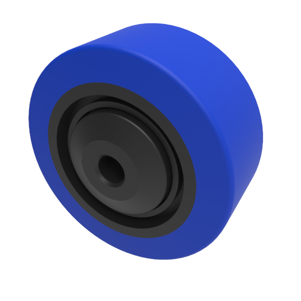 Blue Elastic Rubber 65shore A 80mm Ball Bearing Wheel 150kg Load