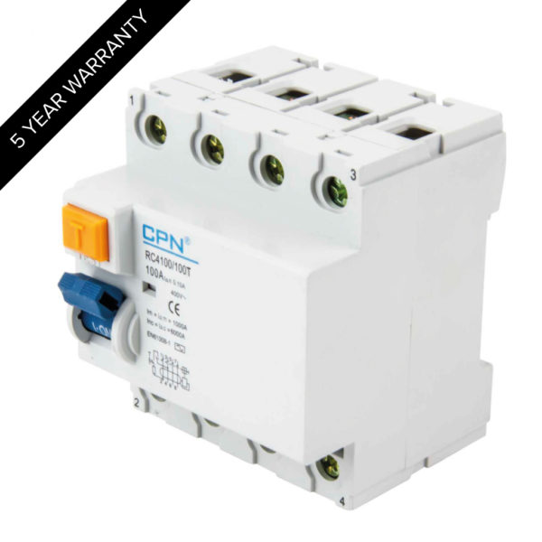 100A 4 Pole 100mA  Time DelayRCD
[RC4100/100T]