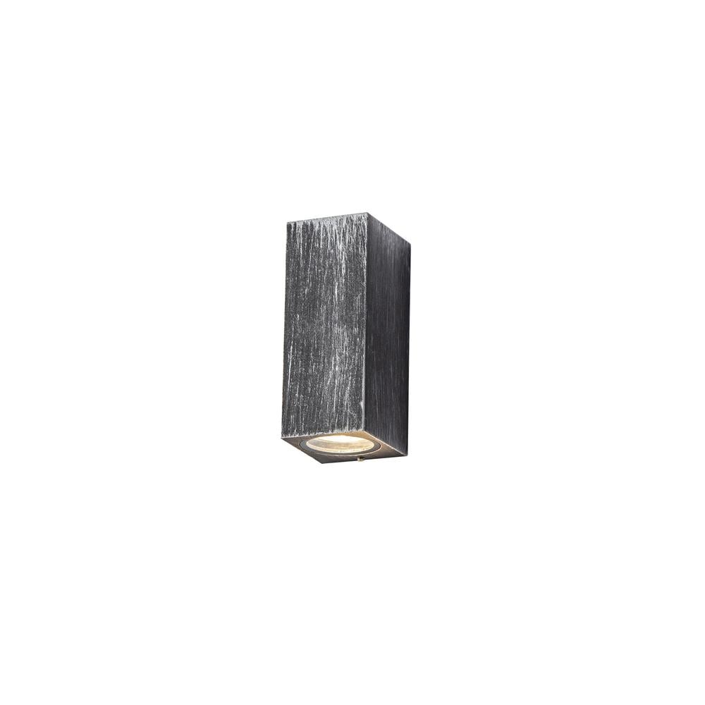 Luxuria Horta Rectangle Wall Light 2xGU10 IP54 Black/Silver