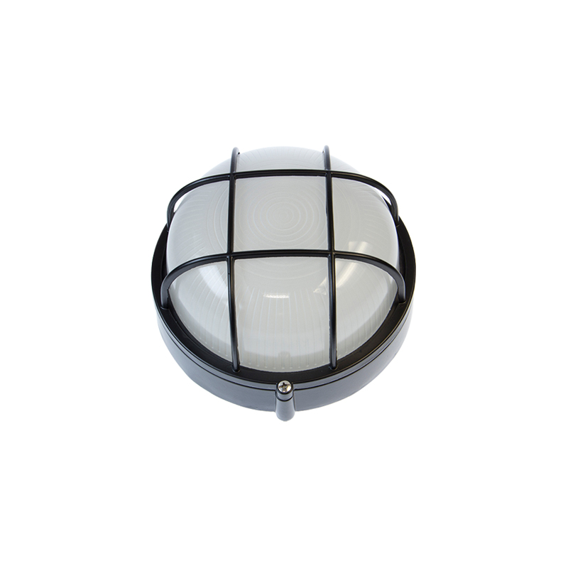 Ovia E27 Round Bulkhead With Guard Black