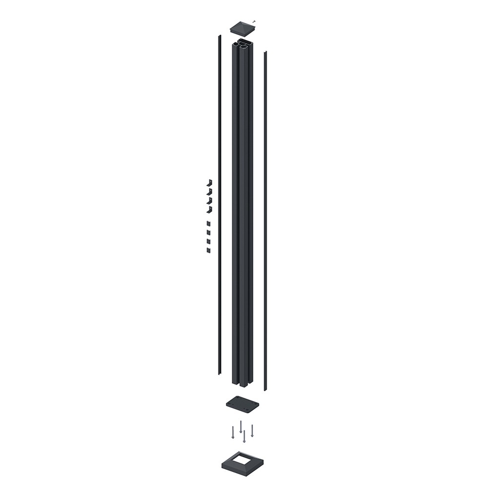 21mm Slot Slate Grey Post - 2.5m High 2x Slot Covers, base plate, Cover & Cap