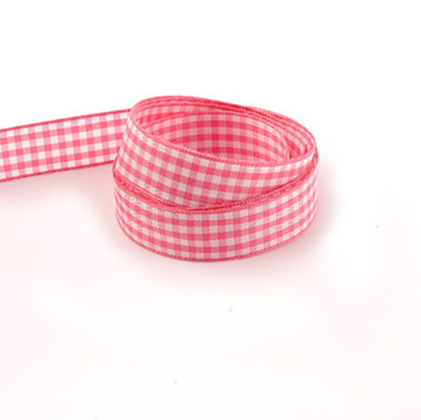 GI283805 Woven Edge Double Face Polyester Gingham Pink