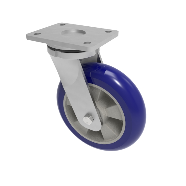 Softer Ergonomic Polyurethane Plate Swivel Castor 200mm 700kg Load