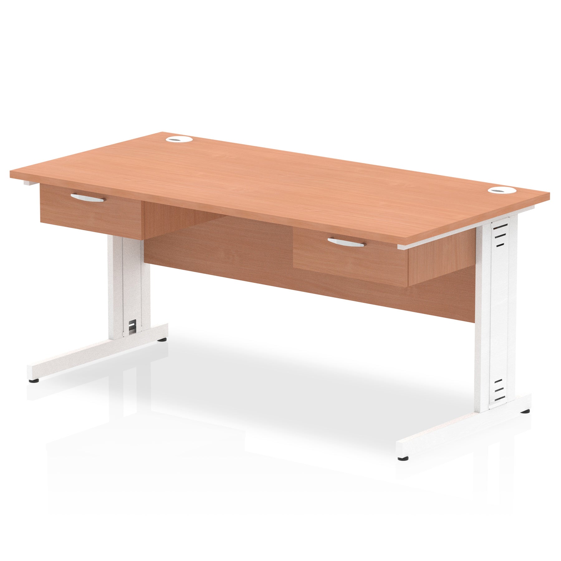 Specialising In Impulse Cable Managed Straight Desk White Frame With 2x One Drawer Fixed Pedestals - 1600mm or 1800mm - Multiple Colour Options North Yourkshire