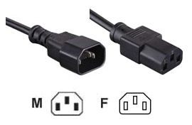 PEX-1.5-RND 1.5 Mtr Mains Power Extension Lead Rounded Hood style 10 Amp IEC 320 Plug- IEC 320 Socket. C13-C14 ( Power Cables Mains Cords ), 1.5 metres