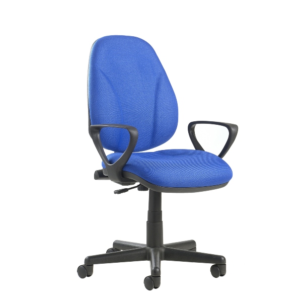 Bilboa Fabric Operators Chair with Lumbar Support and Fixed Arms - Blue