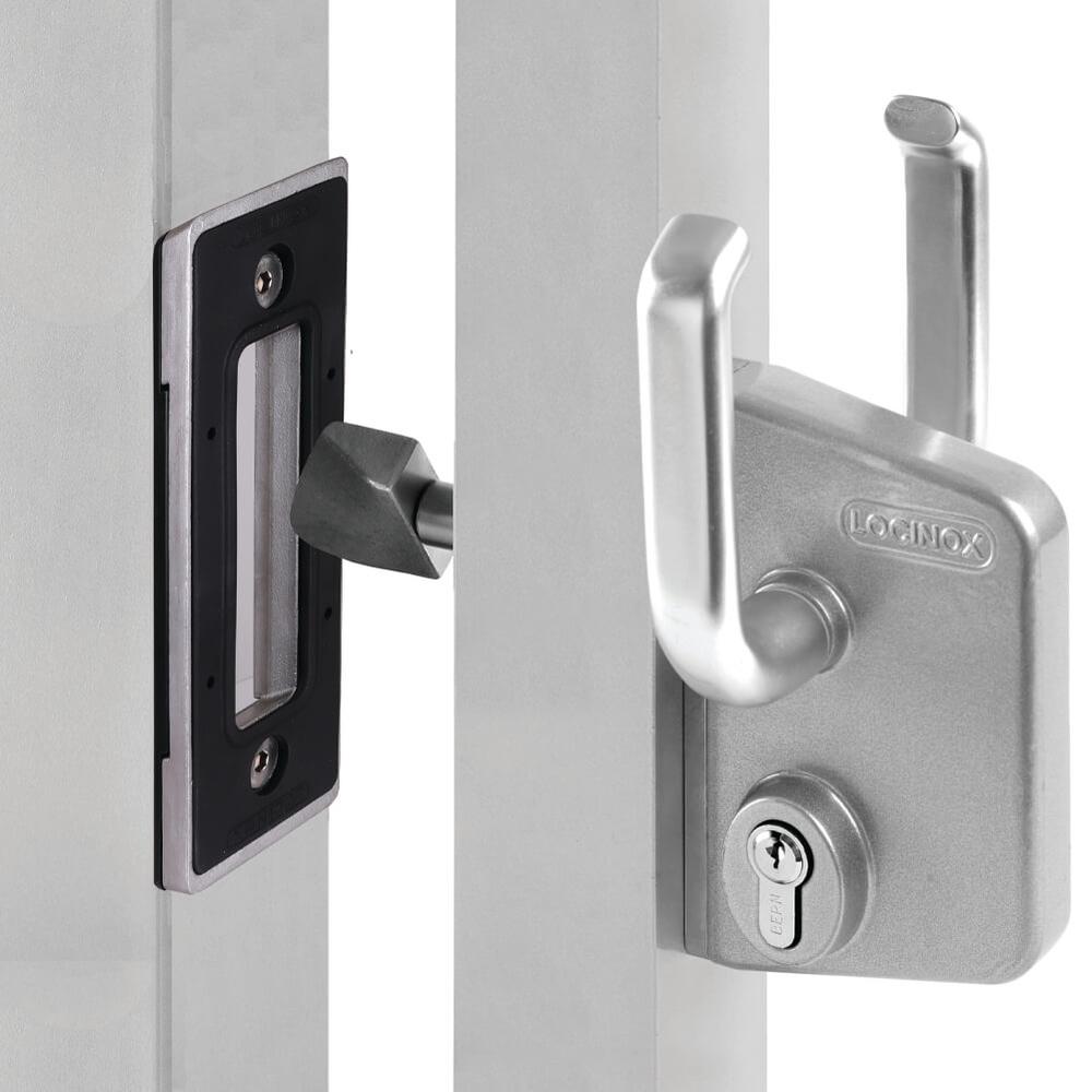 Sliding Locinox Lock for 40mm FrameWith Cylinder and Handle - Silver