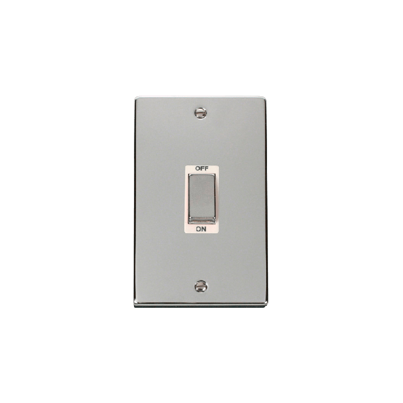 Click Deco 45A Ingot 2 Gang DP Switch Polished Chrome Insert White