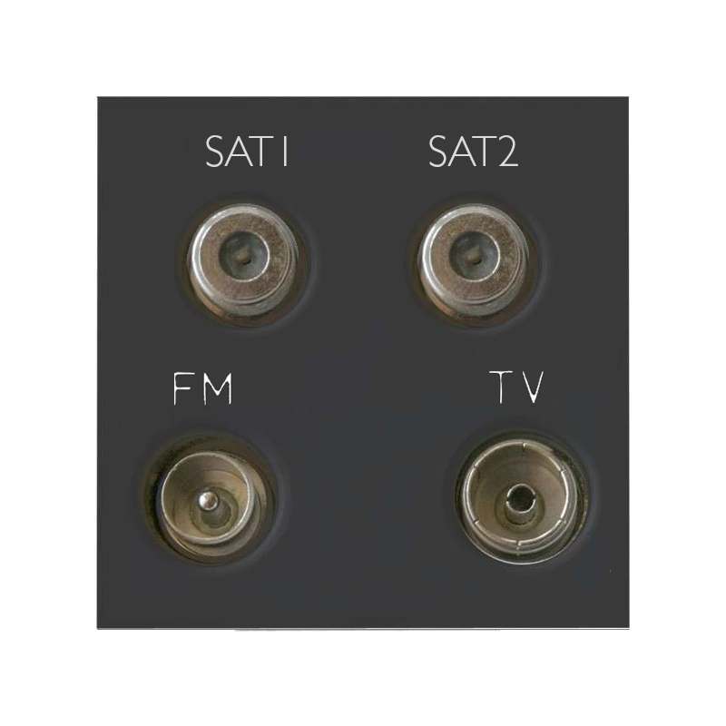 Varilight Data Grid Quadplex Module TV/2xSAT/FM (+DAB) Black