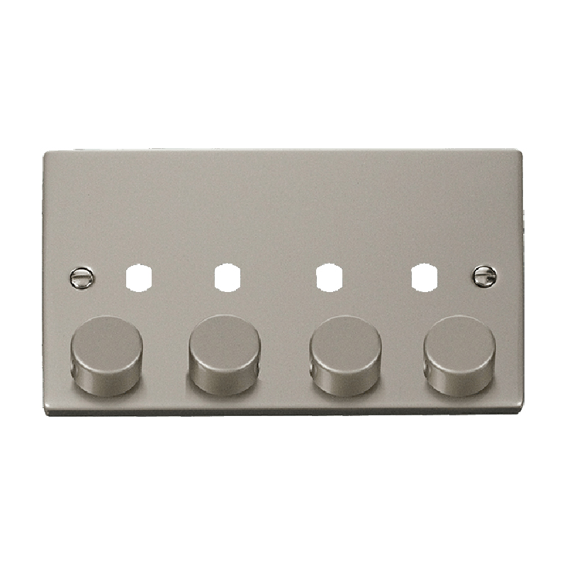 Click Deco 4 Gang Unfurnished Dimmer Plate and Knob (1600W Max) Pearl Nickel