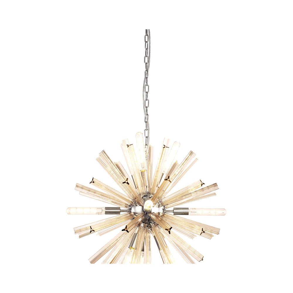 Luxuria Seneca 60cm 10 Light E14 Round Pendant Polished Nickel / Champagne Gold Glass