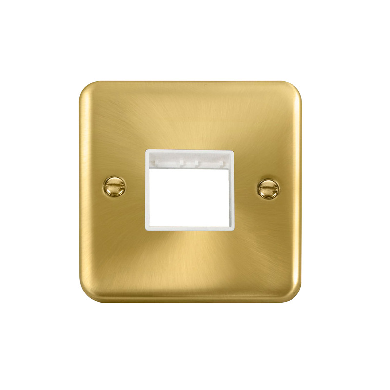 Click Deco Plus MiniGrid 2 Aperture Face Plate Satin Brass White Inserts