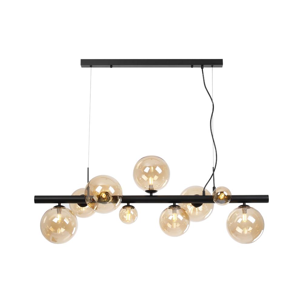 Luxuria Thorne Linear Pendant 9xG9 Satin Black Amber Plated Glass