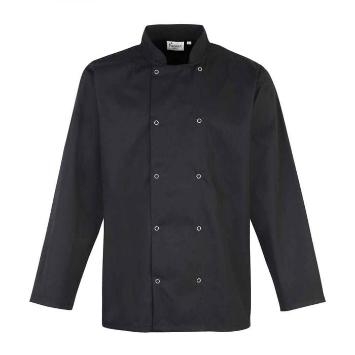 Premier Unisex Long Sleeve Stud Front Chef&#39;s Jacket
