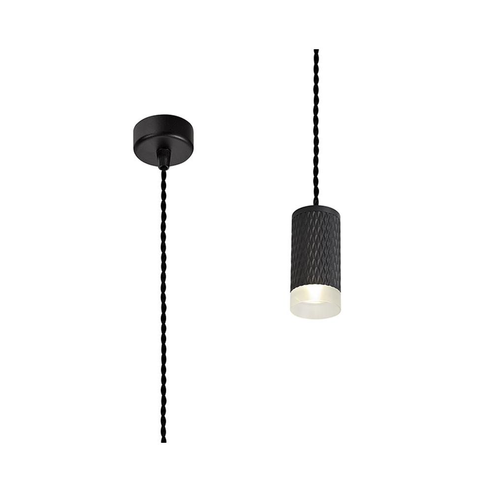 Luxuria Swirl 6.5cm 1 Light 11cm Pendant Light GU10 Sand Black/Acrylic Ring