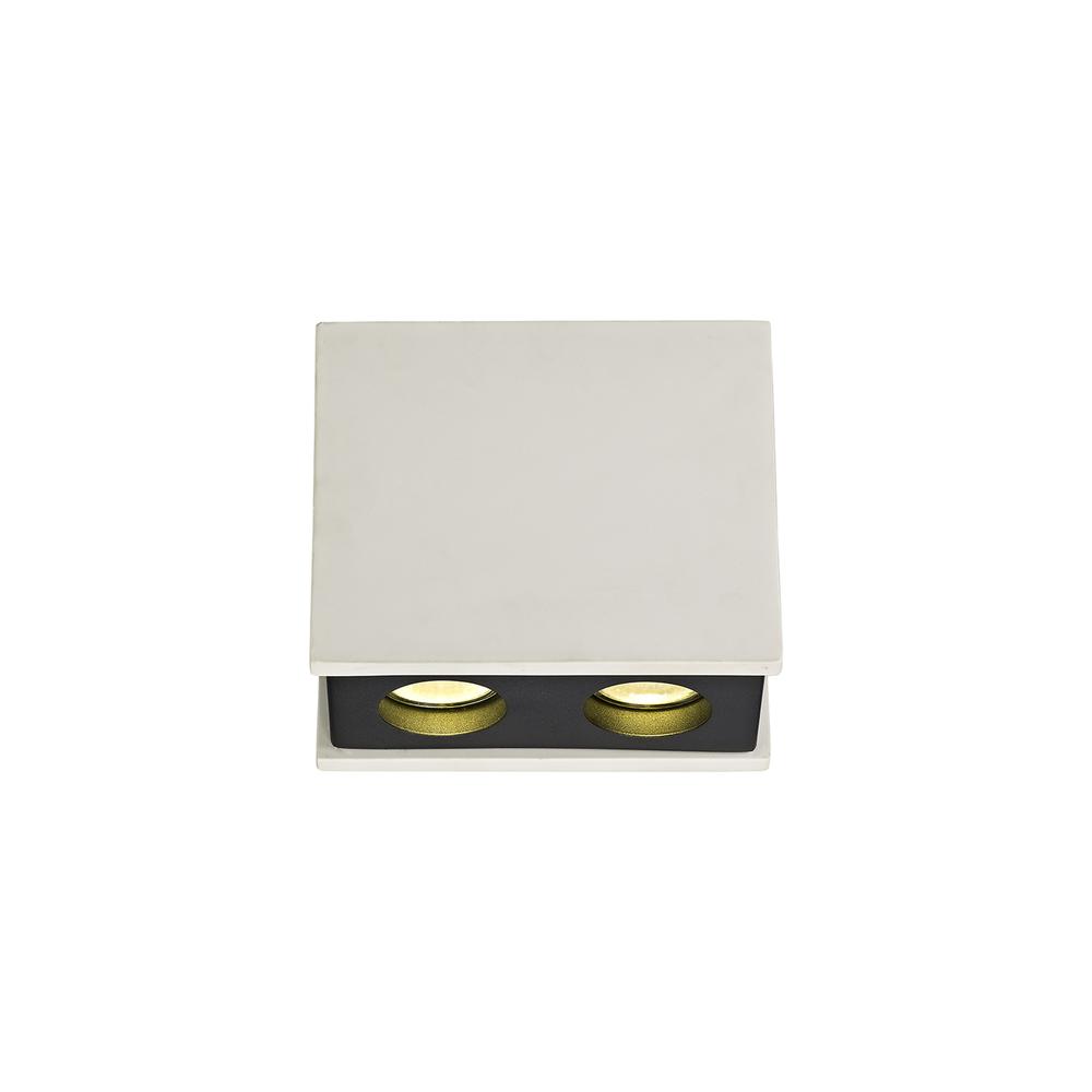 Luxuria Illumina 2 Light Rectangular Ceiling GU10 White Paintable Gypsum With Matt Black Cover