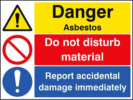 Danger asbestos do not disturb material report damage