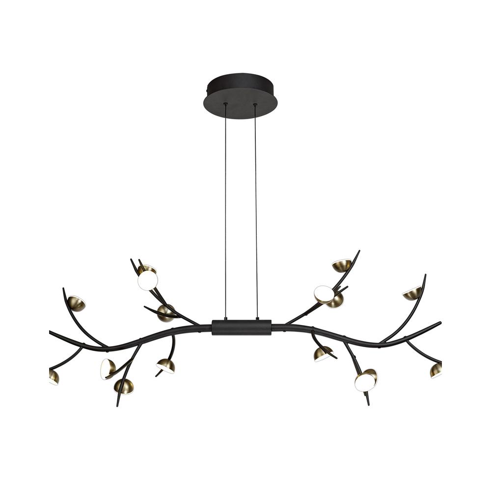 Luxuria *Grove 16 Light Linear Pendant 16x3W LED 3000K 2640lm Black/Antique Brass