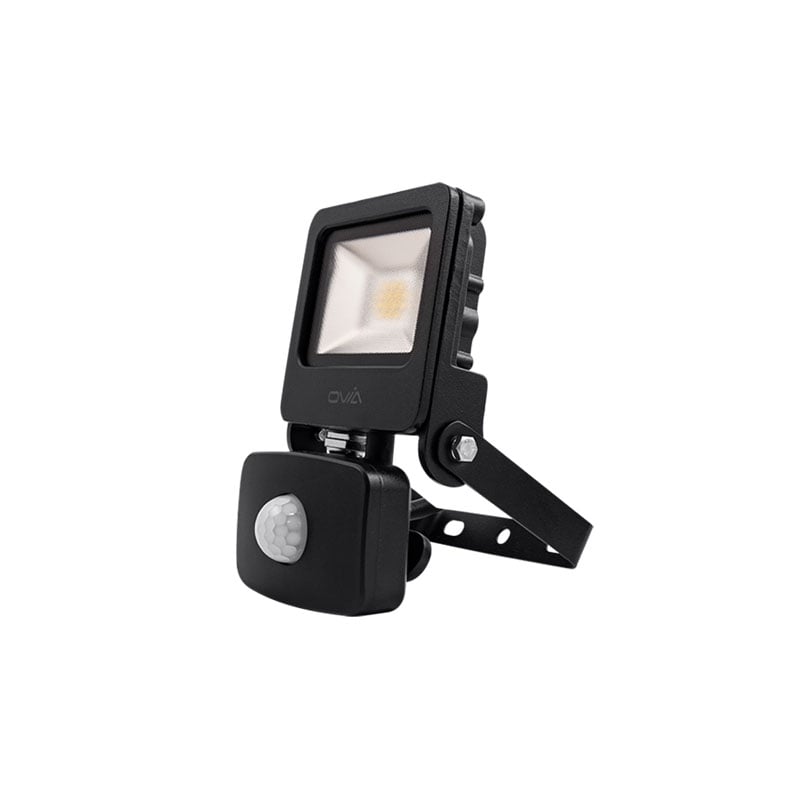 Click Ovia 10W LED Floodlight With PIR IP44 4000K Black