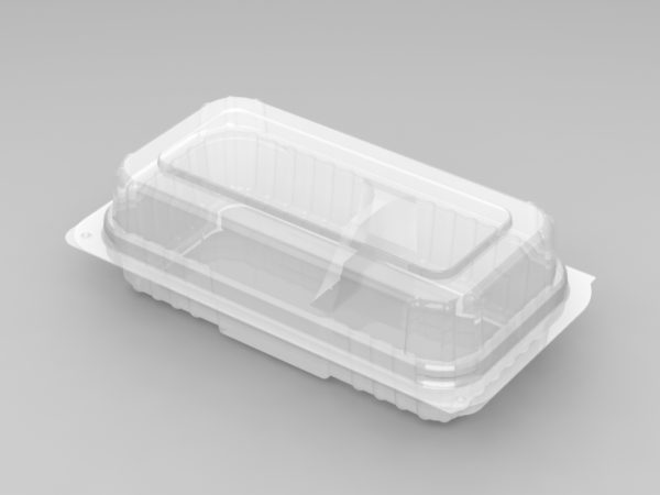 2 Cavity Rect. Hinged Lid Tray