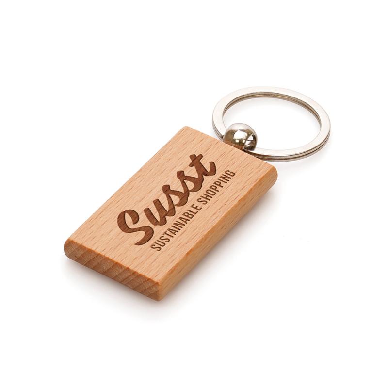 Rectangular Beech Keyring