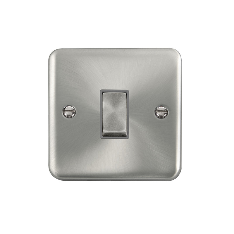 Click Deco Plus MiniGrid 1 Gang Switch Satin Chrome Grey Inserts