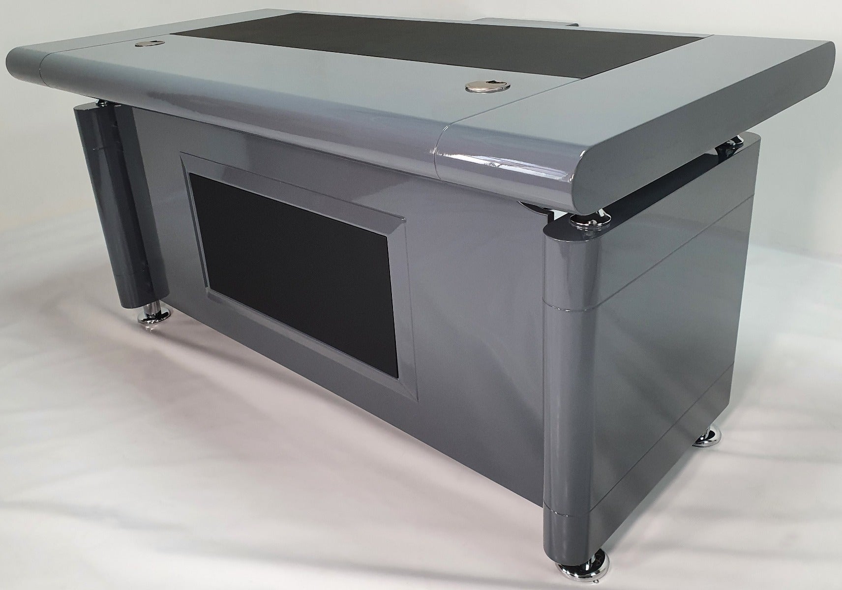 Specialising In Grey Gloss Executive Office Desk with Pedestal and Return - 1600mm - 1861 UK