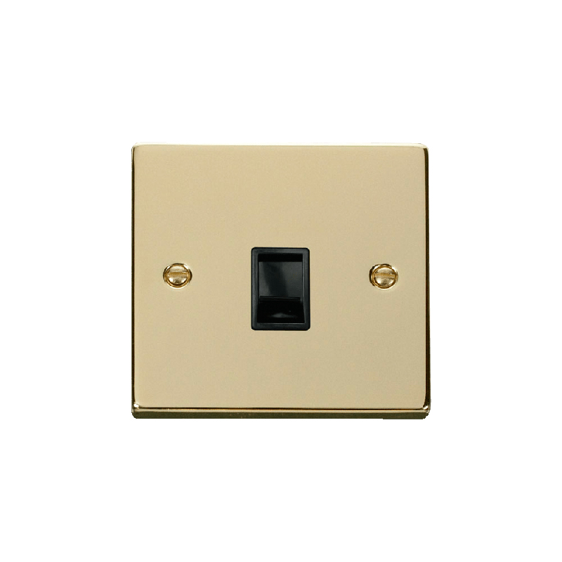 Click Deco Single RJ11 Socket Ireland/USA Outlet Polished Brass Insert Black