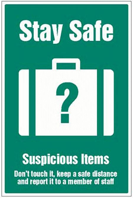 Stay safe - suspicious items graphic