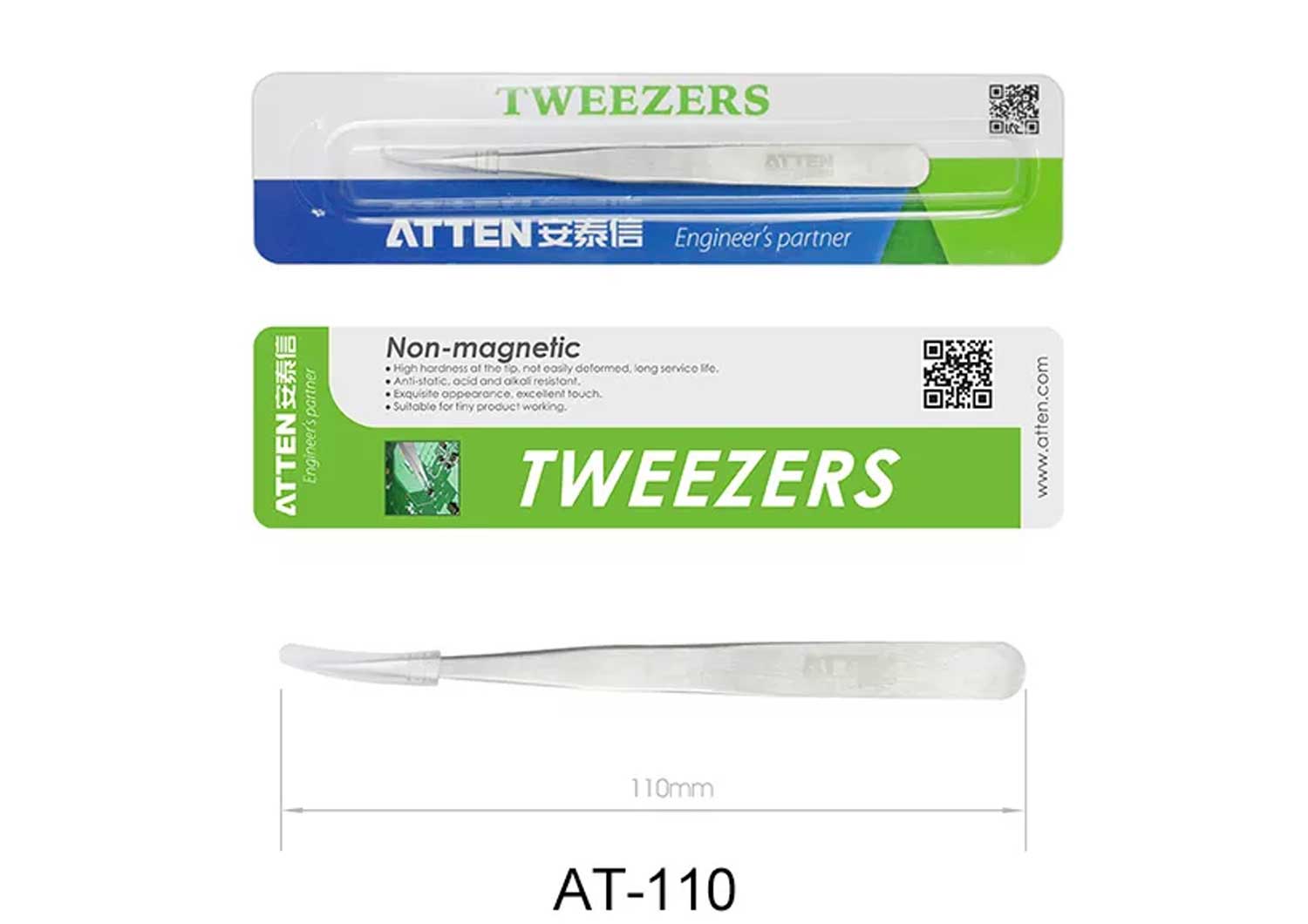 Atten Stainless Steel Tweezer Set