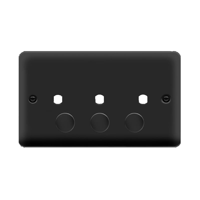 Click Deco Plus 3 Gang Dimmer Switch Plate Matt Black