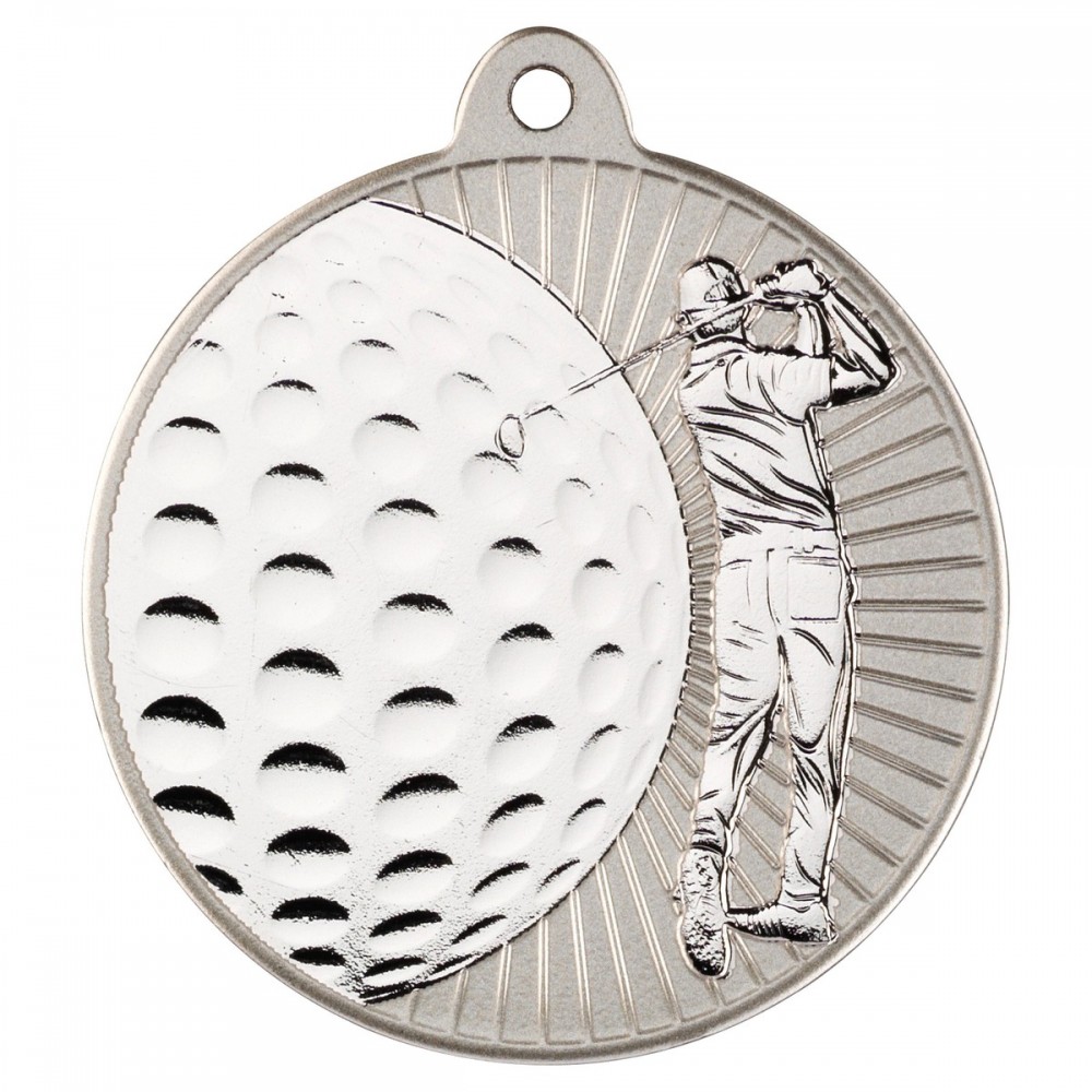 2 Tone Golf Silver Medals - 50mm