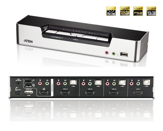 CS1794 - Aten - 4 Port USB 2.0 HDMI KVM / Desktop KVMP Switch with Audio ( Bundle supplied with cables and UK PSU )