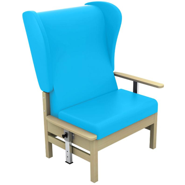 Atlas High Back Bariatric Arm Chair with Wings and Drop Arms - Sky Blue
