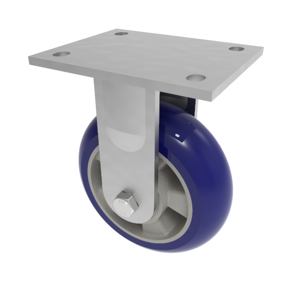 Softer Ergonomic Polyurethane Plate Fixed Castor 150mm 500kg Load