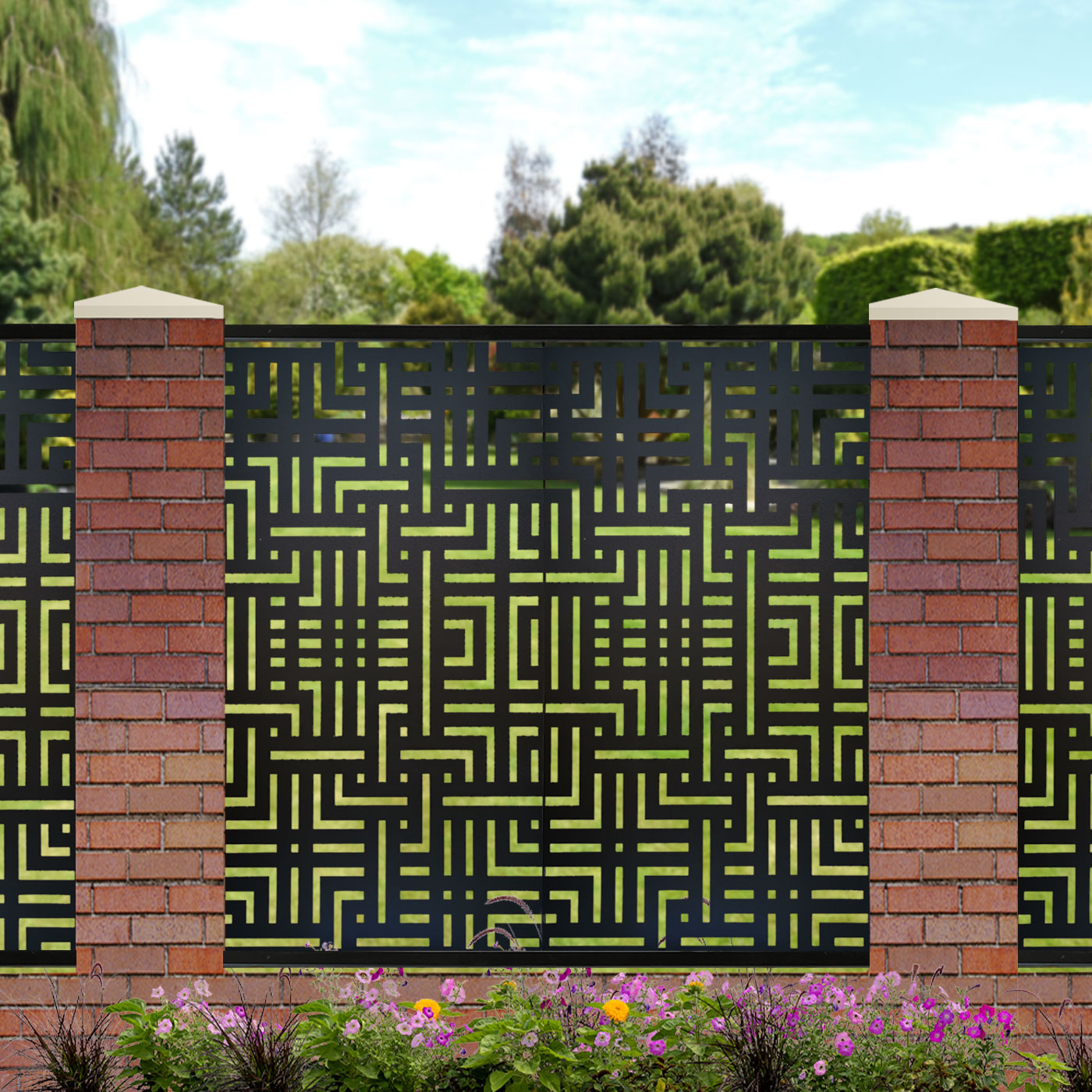 Black Labyrinth Garden Screens for Piers 