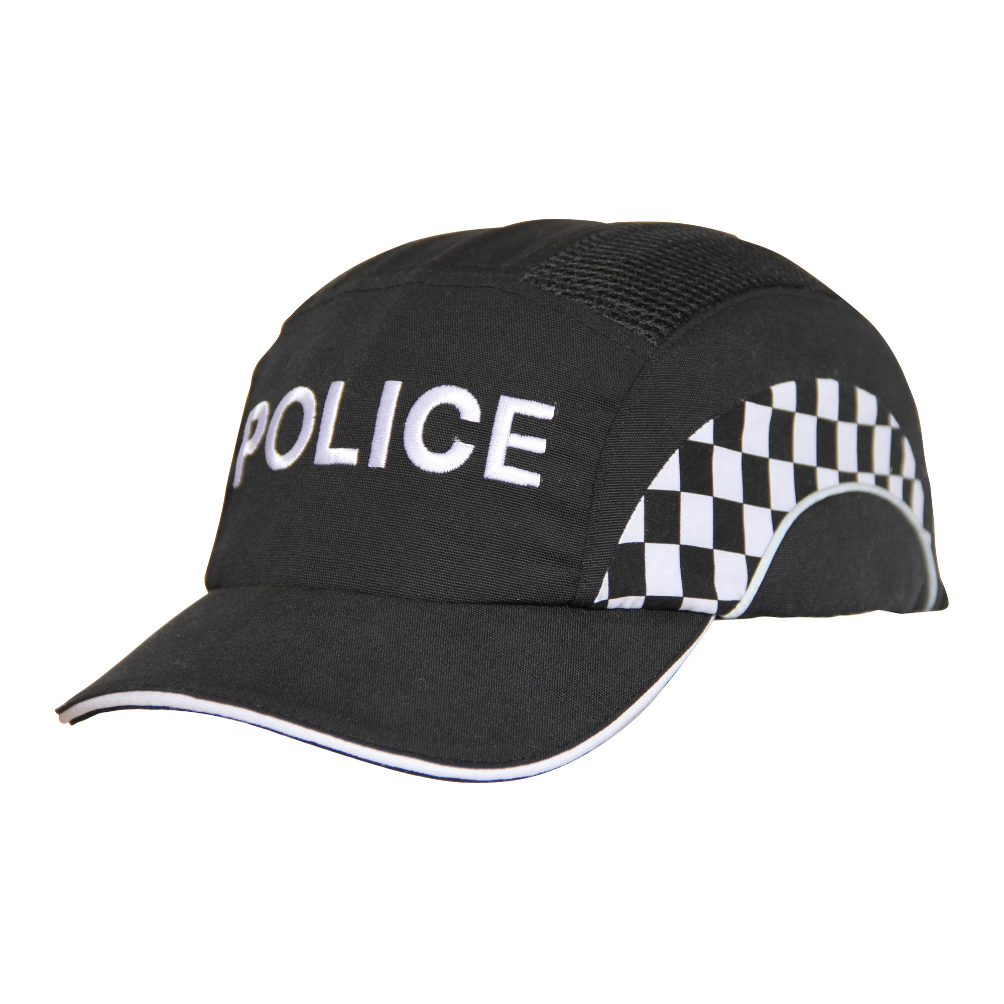 Hardcap A1+ Bump Cap - 7cm Peak - Black / Police Curved Check