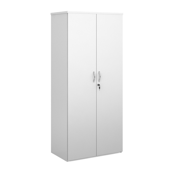 Duo Double Door Cupboard with 4 Shelves - White