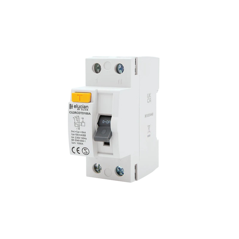 Click Elucian 2 Pole A Class 100A 100mA Time Delay RCD