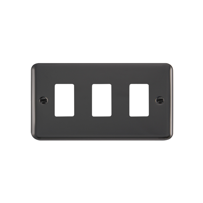 Click GridPro Deco Plus 3 Gang Frontplate Black Nickel