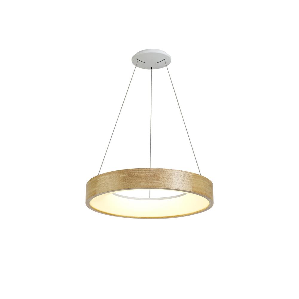 Luxuria * Theatre Dimmable Pendant 47cm Round 1x30W LED 3000K 1595lm Oak / Sand White