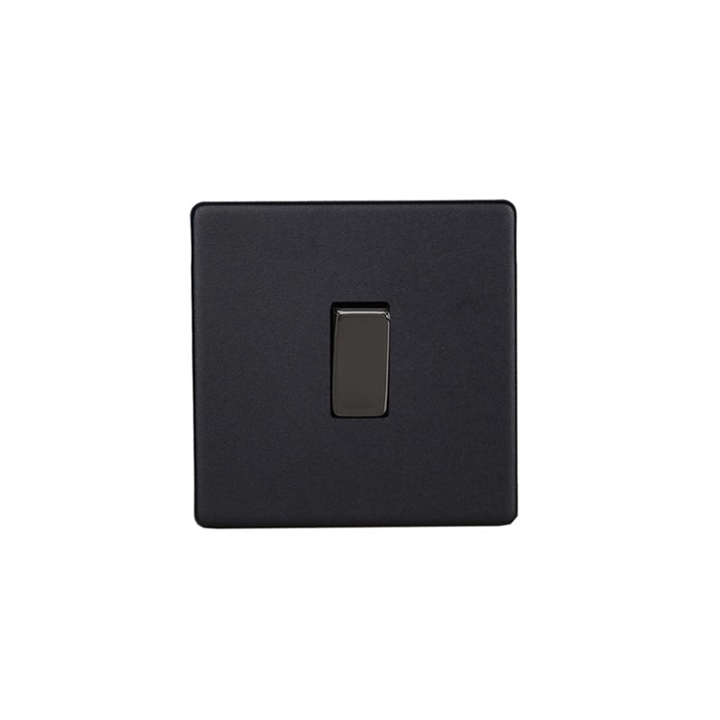 Varilight Urban 1G 10A Intermediate Rocker Switch Matt Black Screw Less Plate