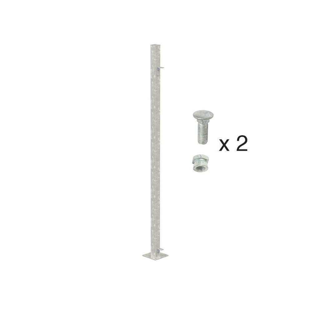 900mm High Bolt Down End Post -Galvanised - Includes Cleats + Fittings