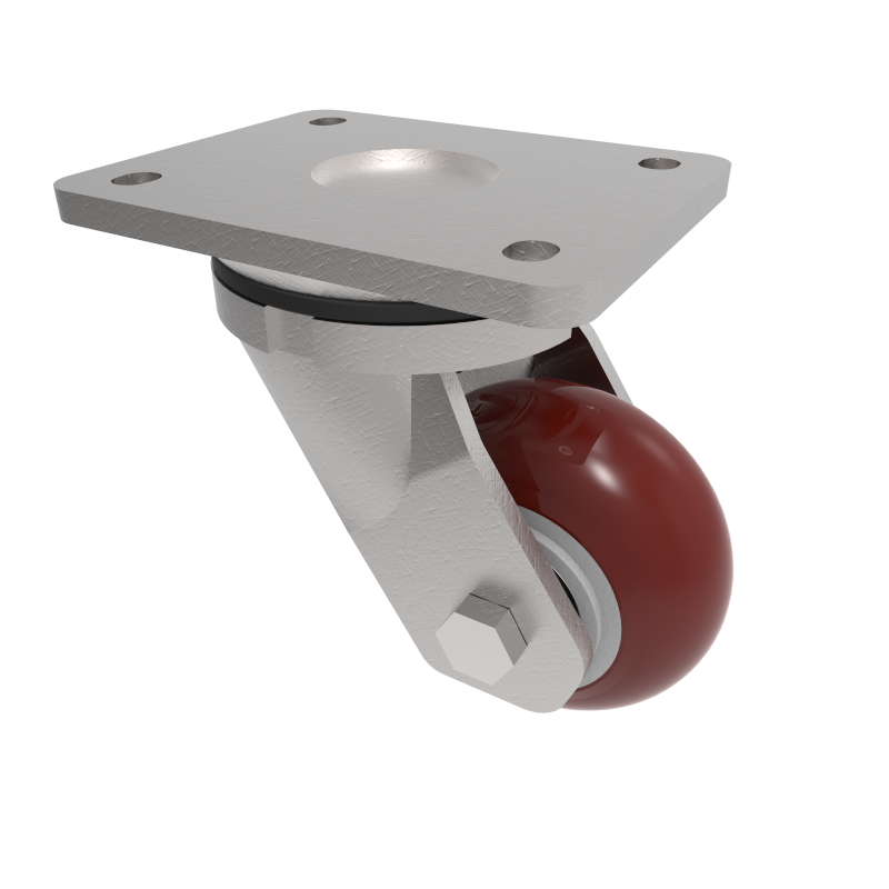 Ergonomic Polyurethane Plate Swivel Castor 100mm 350kg Load