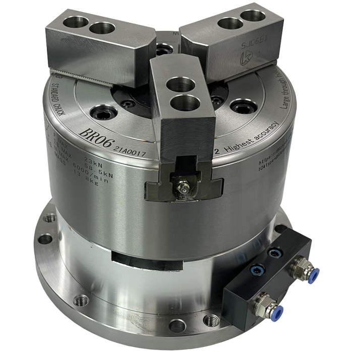 YS-BR06-001A Three jaw power chuck mounted on a static cylinder