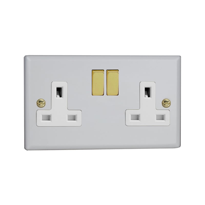 Varilight Vogue 2G 13A DP Switched Socket Matt White