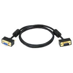 VEXT-THN-GF-6 - Thin VGA Extension Cable Gold Connectors Ferrites Male Female 6 ft 15HD Male - 15HD Female Black