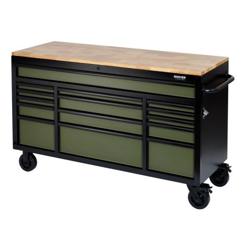 Draper Workbench Roller Tool Cabinet 15 Drawer 61" In Green