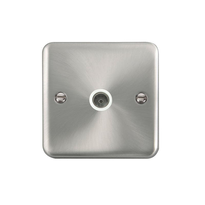 Click Deco Plus Single Non-Isolated Coaxial Outlet Satin Chrome White Inserts