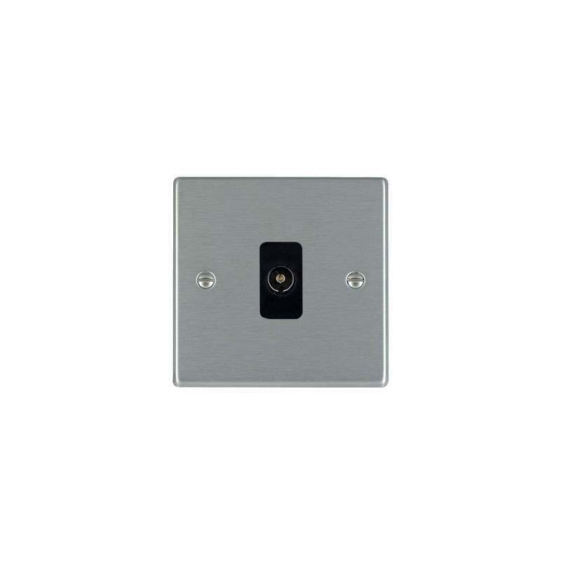 Hamilton Hartland TV Socket 1 Gang Stainless Black